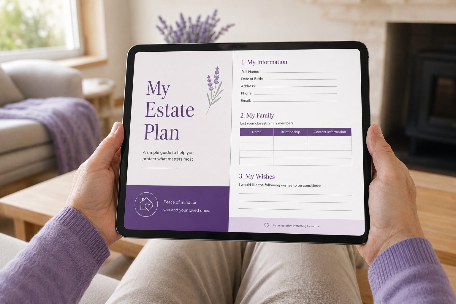 The estate kit open on a tablet